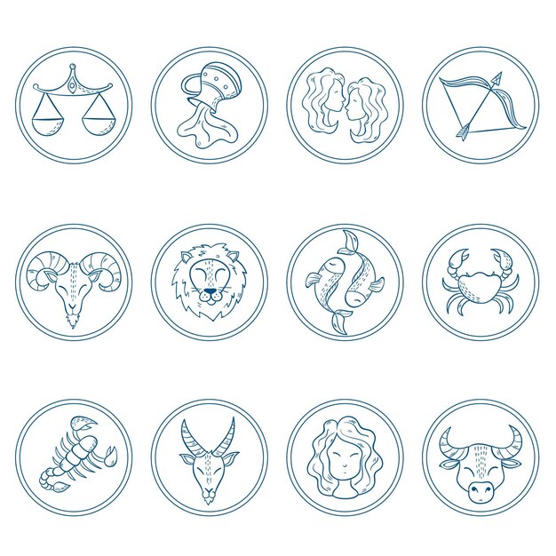 Engraving zodiac sign collection