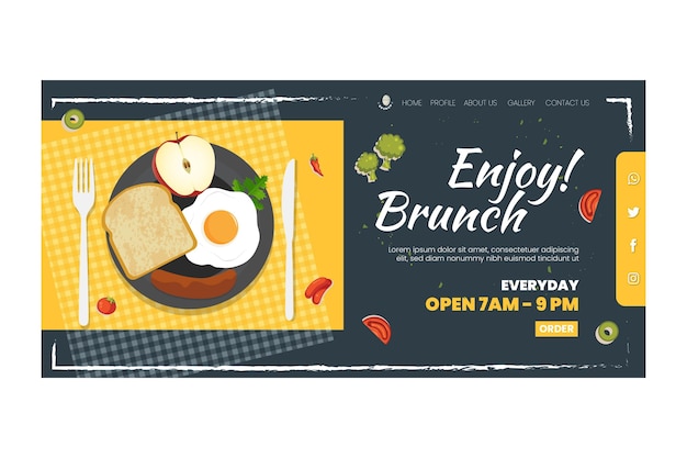 Vettore gratuito goditi il modello di pagina di destinazione del brunch