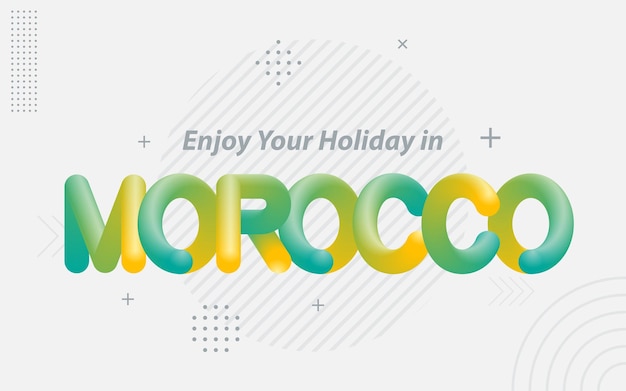 無料ベクター 3 d ブレンド効果ベクトル イラストでモロッコのクリエイティブなタイポグラフィで休日をお楽しみください。