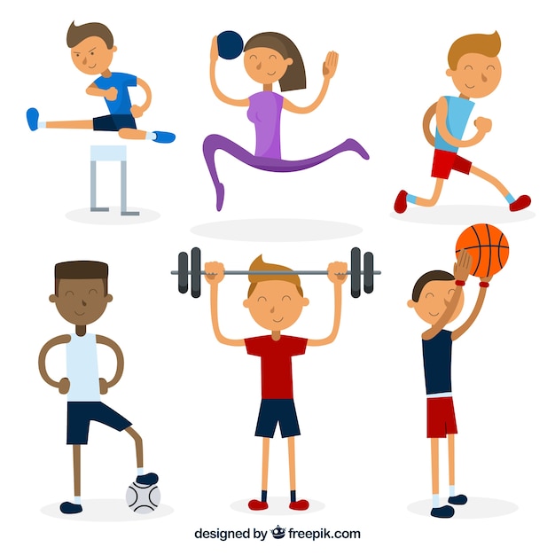 Free vector enjoyable characters doing sports
