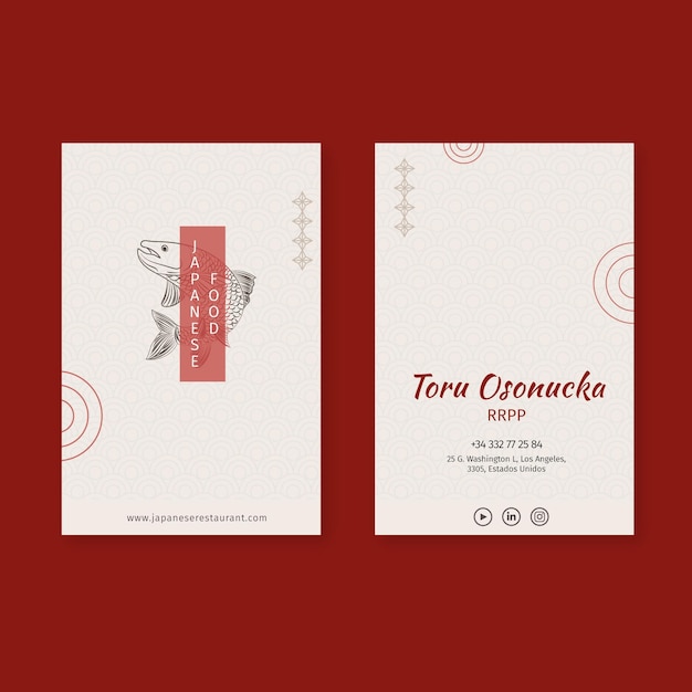 Ensemble de modèles de cartes de visite de restaurant japonais