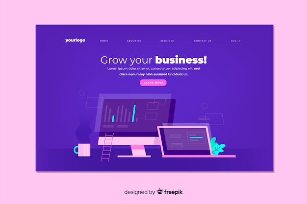 Free vector enterprise grow your business landing page