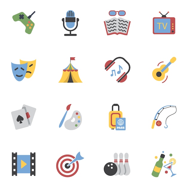Free vector entertainments icons flat