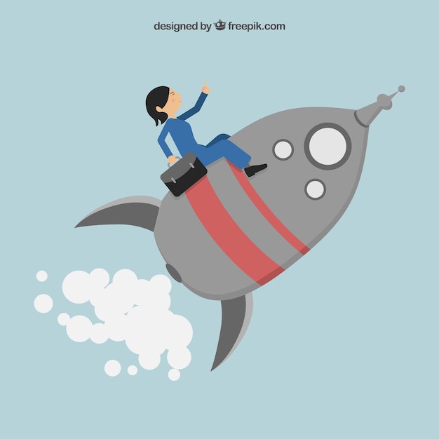 Free vector entrepreneur sitting on a rocket