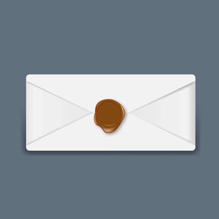 Free Vector envelope paper with black wax seal stamp isolated