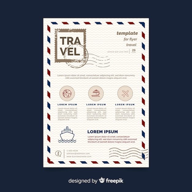 Free vector envelope travel flyer template