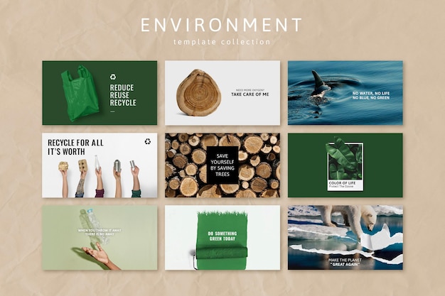 Free vector environment awareness template vector for social media post set