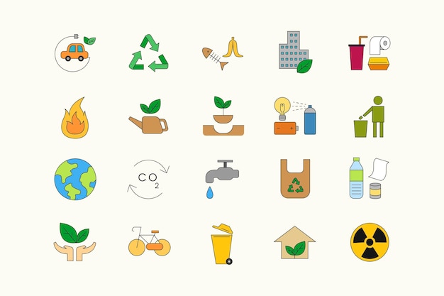 Free vector environment icon design elements set