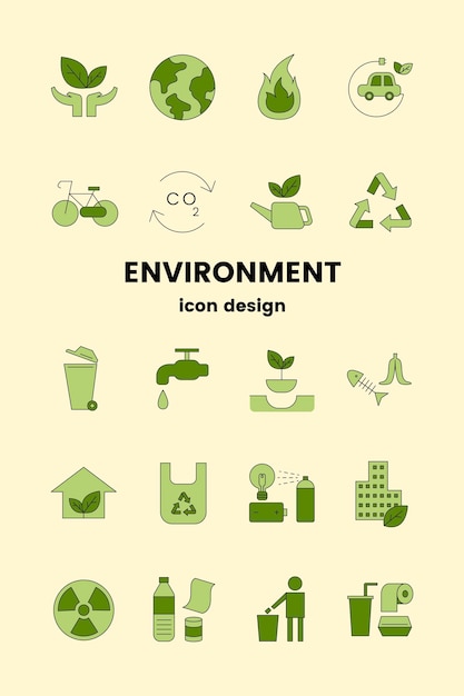 Environment icon design elements vector set