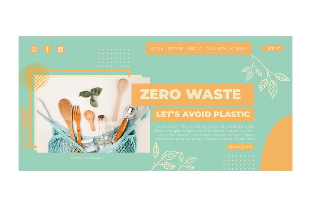 Free vector environment zero waste landing page template