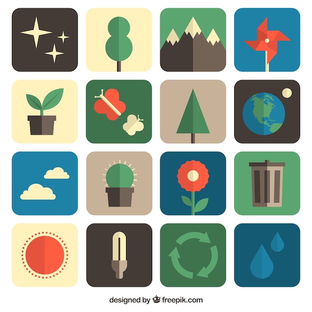 Free vector environmental icons for earth day