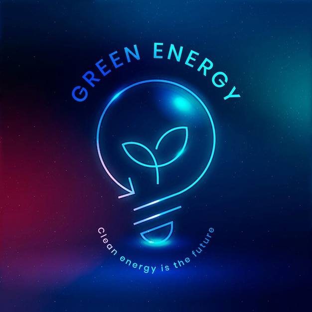 Vettore logo lampadina ambientale con testo energia verde