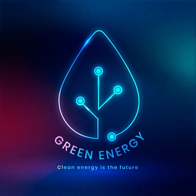 Environmental logo vector with green energy text