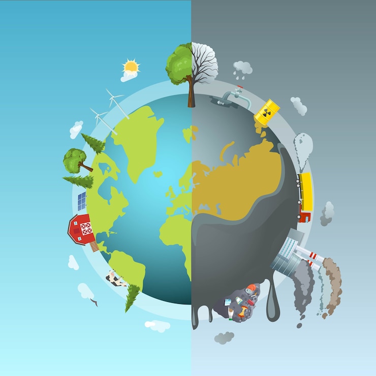 मुफ़्त वेक्टर environmental pollution round concept