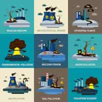 Free vector environmental pollution set