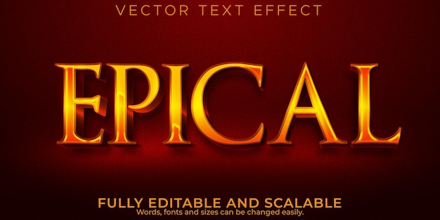 Epic text effect, editable golden and historic text style