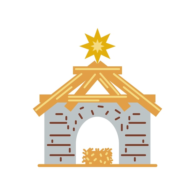 Free vector epiphany manger hut isolated illustration