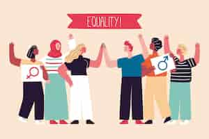 Free vector equality movement discrimination concept