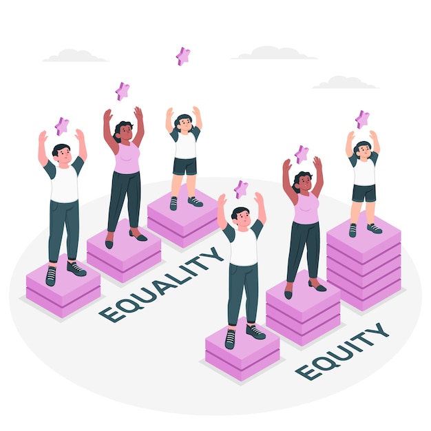 Free vector equality vs equity concept illustration