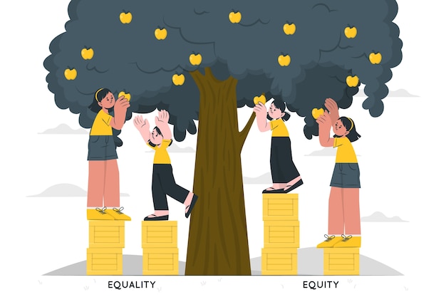 Free vector equality vs equity concept illustration