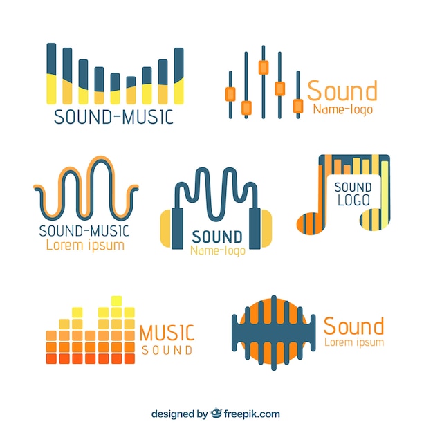 Коллекция логотипов эквалайзера с плоским дизайном