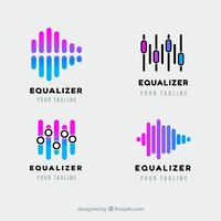 Free vector equalizer logo collection with flat design