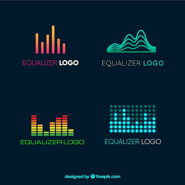 Коллекция логотипов эквалайзера в плоском стиле
