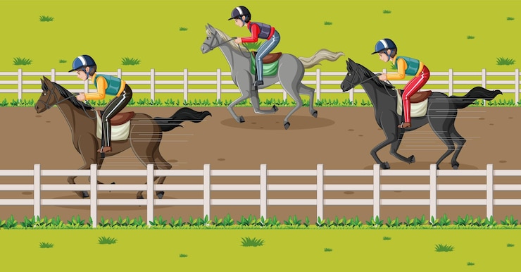 Free Vector equestrian competition cartoon scene