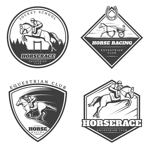 Vettore gratuito collezione di logo vintage equestre