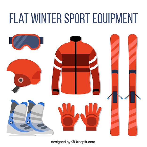 Free vector equipment accessories for skiing