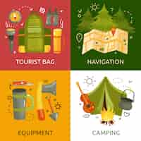 Free vector equipment for camping banner collection