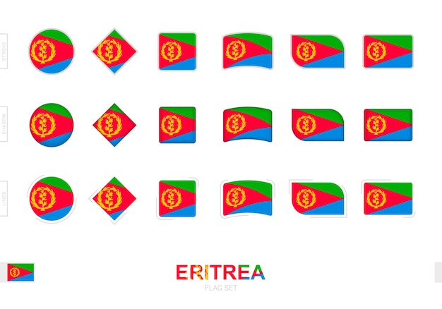 Набор флагов эритреи, простые флаги эритреи с тремя различными эффектами.