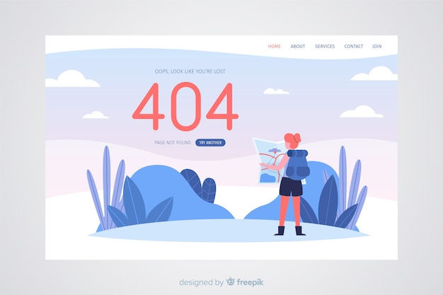 Free vector error 404 concept for landing page