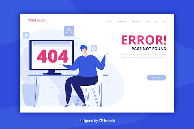 Ошибка 404 плоский стиль целевой страницы