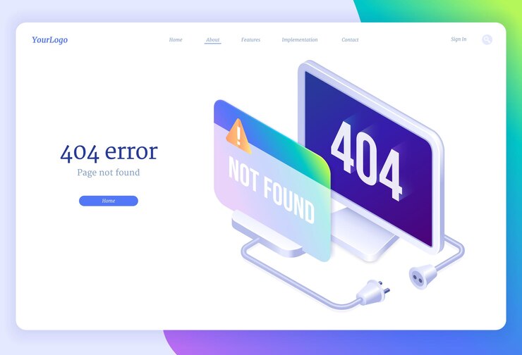 Free Vector error isometric landing banner lost internet