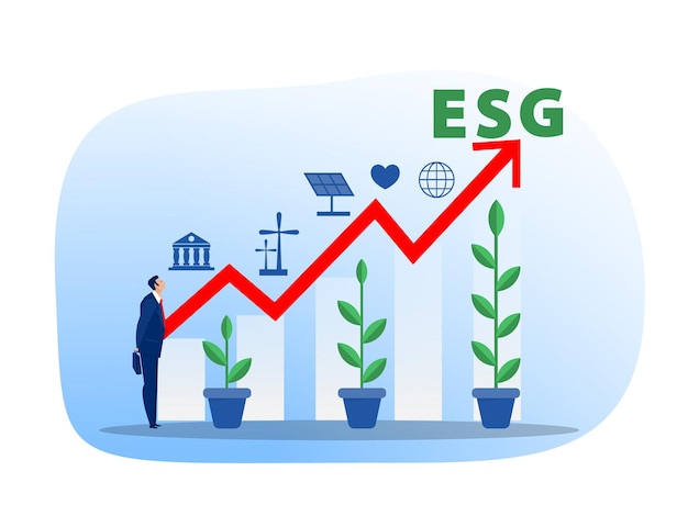 Esg 또는 생태 문제 개념 사업가 지도자 급수 묘목 성장 투자