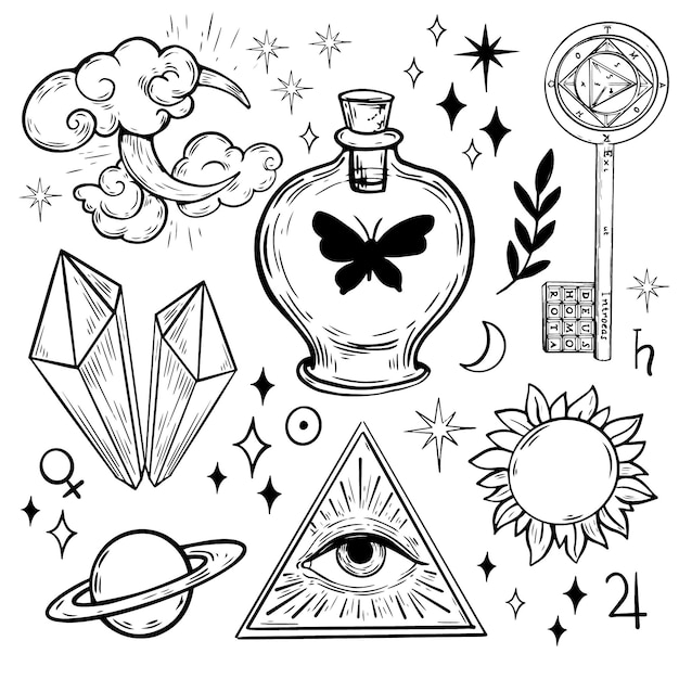 Free vector esoteric elements collection