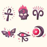 Free vector esoteric elements concept illustration pack