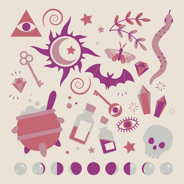 Free vector esoteric elements concept