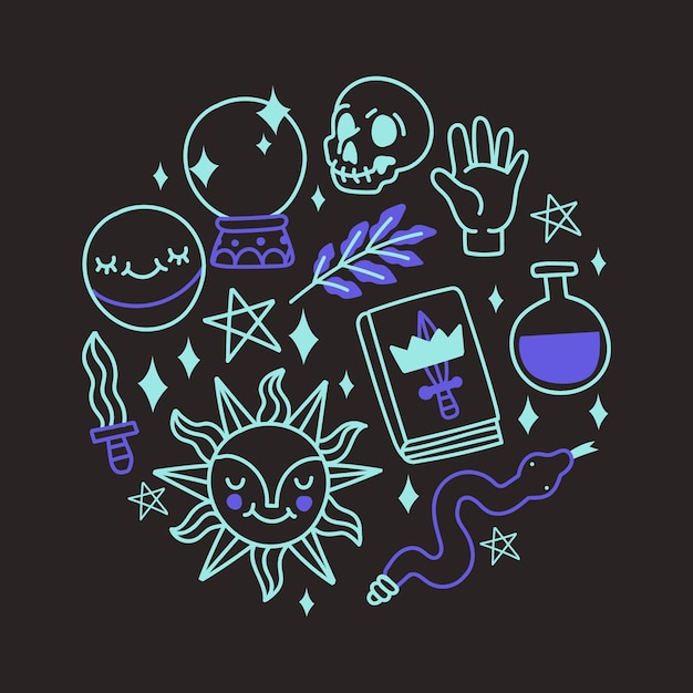 Free vector esoteric elements illustration concept