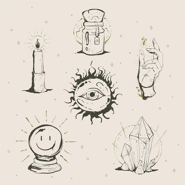 Free vector esoteric elements illustration concept