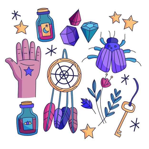 Free vector esoteric mystical elements concept