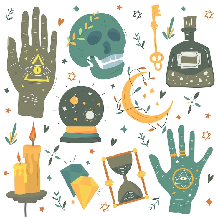 Free Vector esoteric mystical elements concept