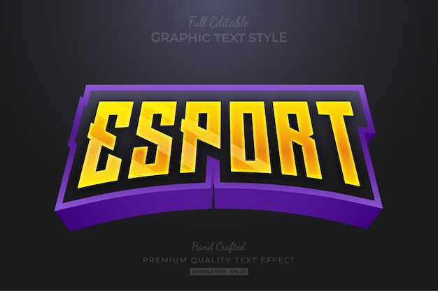 Esport gaming team strip editable text effect font style Premium Vector