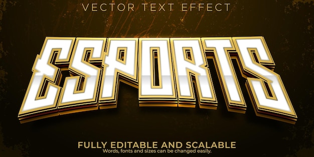 Free vector esport text effect, editable game and gold text style