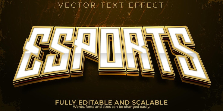 Free Vector esport text effect, editable game and gold text style