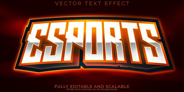 Бесплатное векторное изображение Текстовый эффект киберспорта, редактируемый геймер и стиль потокового текста