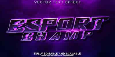 Free vector esport text effect editable gamer and neon text style