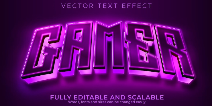 Free Vector esport text effect, editable gamer and neon text style