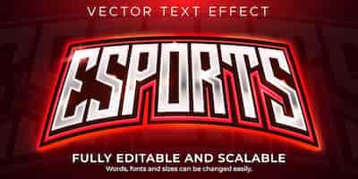 Free vector esport text effect, editable gamer and neon text style